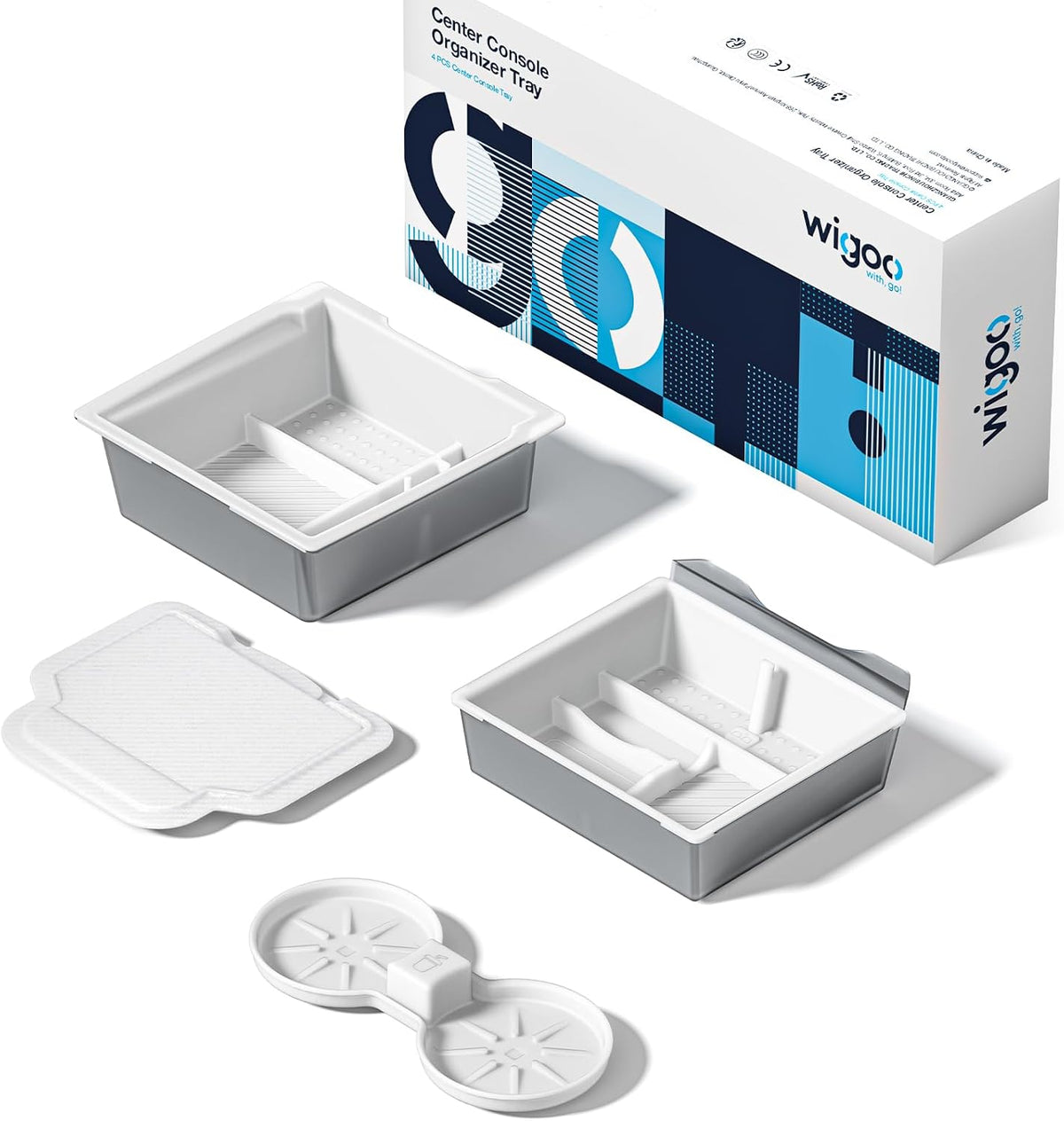 Wigoo for 2026 Tesla Model Y/3/YL Accessories Console Organizer 4PCS White