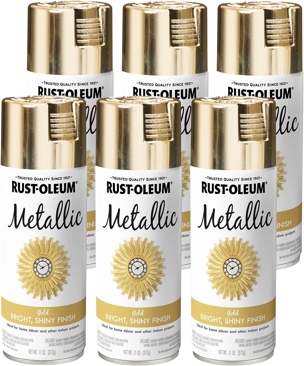 Rust-Oleum 340647-6PK Specialty Metallic Spray, 11 oz, Gold, 6 Pack