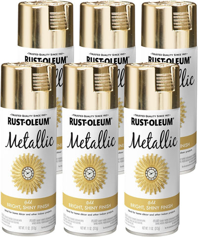 Rust-Oleum 340647-6PK Specialty Metallic Spray, 11 oz, Gold, 6 Pack