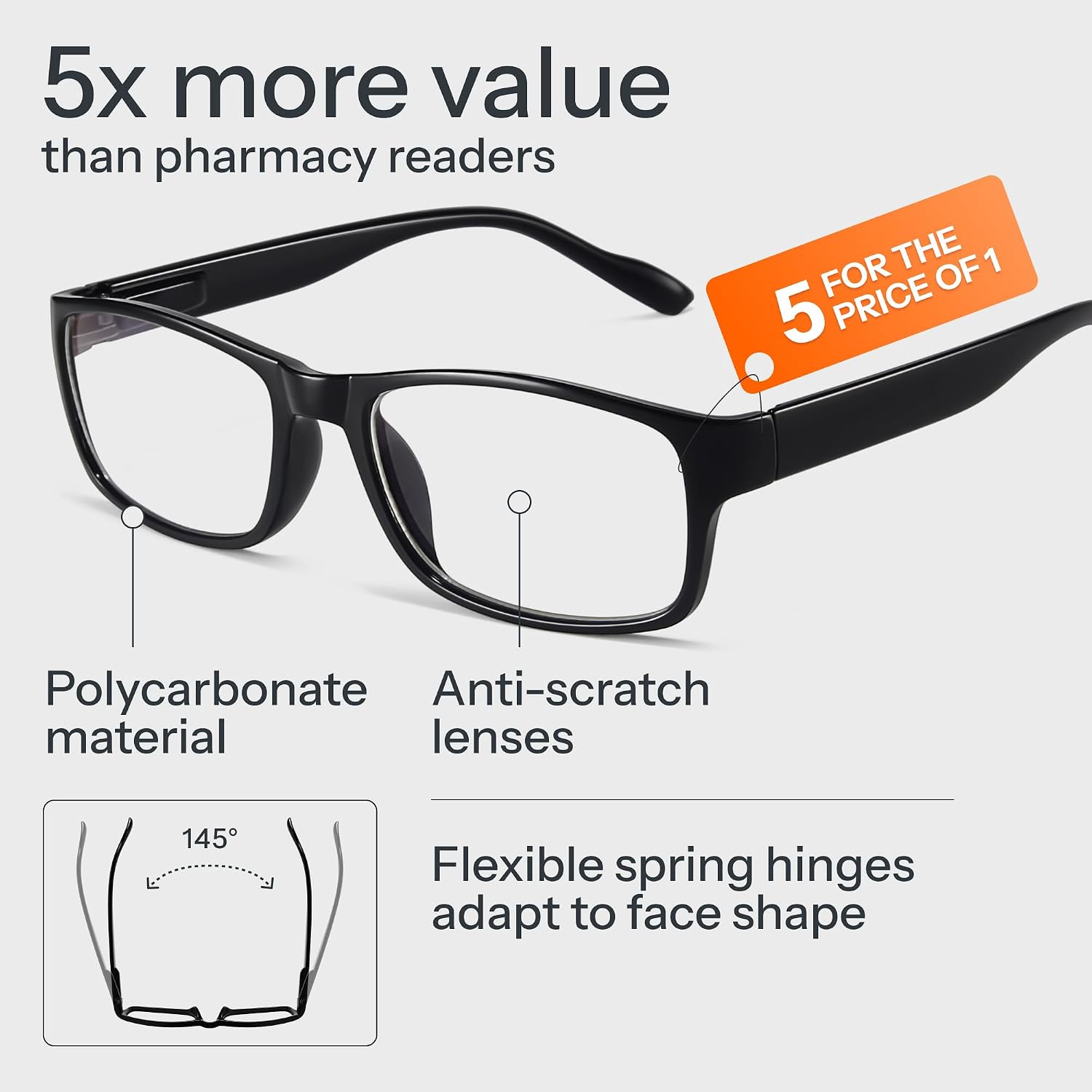 Gaoye Professional Reading Glasses for All Day - Computer Readers with Blue Light Protection - Value Pack