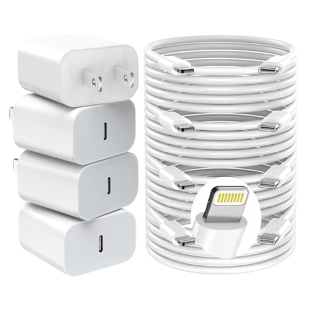 iPhone Charger Fast Charger,USB C Charger 4 Pack, 6FT Lightning Cable