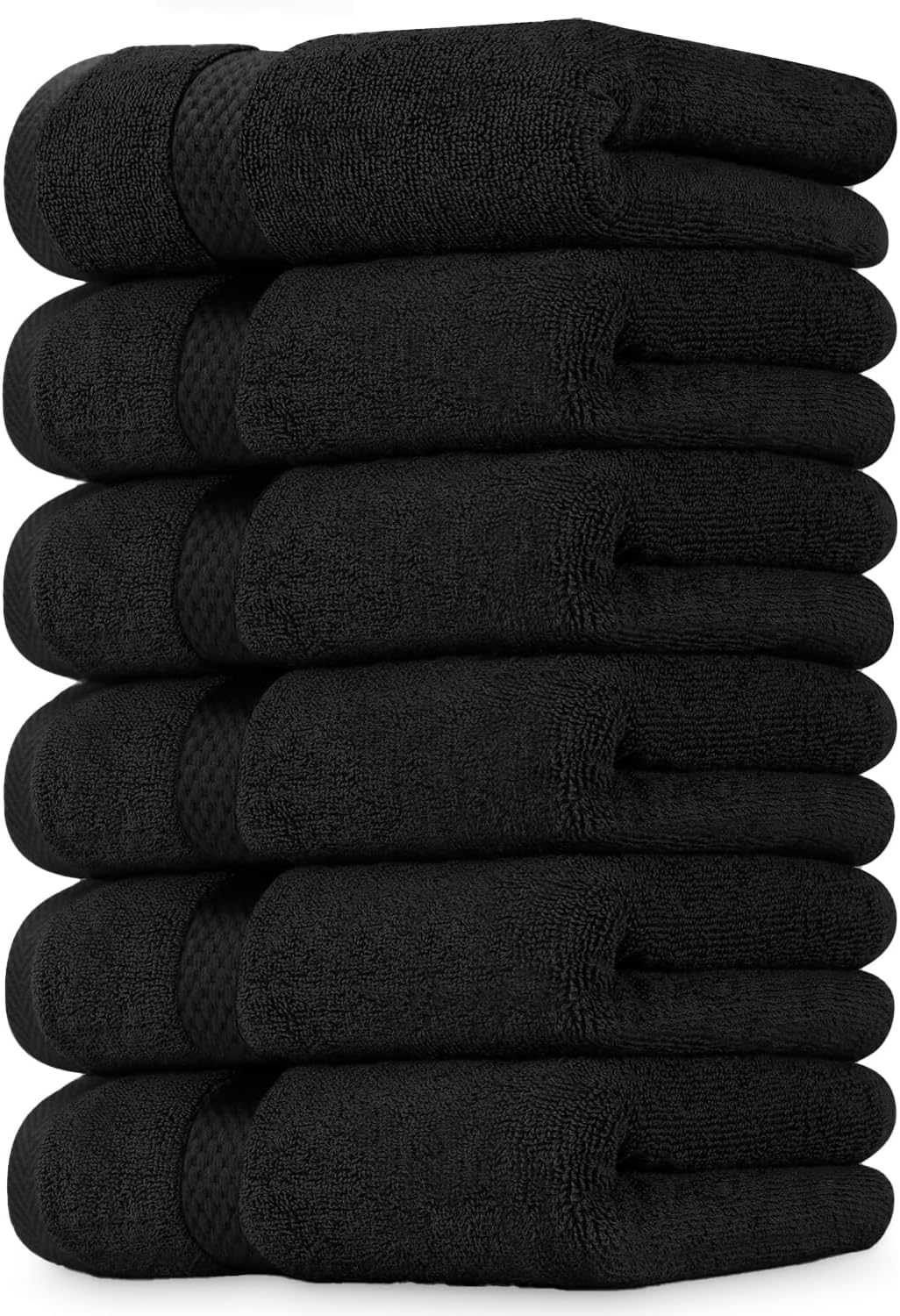 DAN RIVER 6-Pack Premium Hand Towels (16x28 Inches) - 100% Cotton, Ultra Soft, Lightweight, Highly Absorbent Towels for Bathroom, Spa, Gym, Salon, Hotel, and Travel - Black