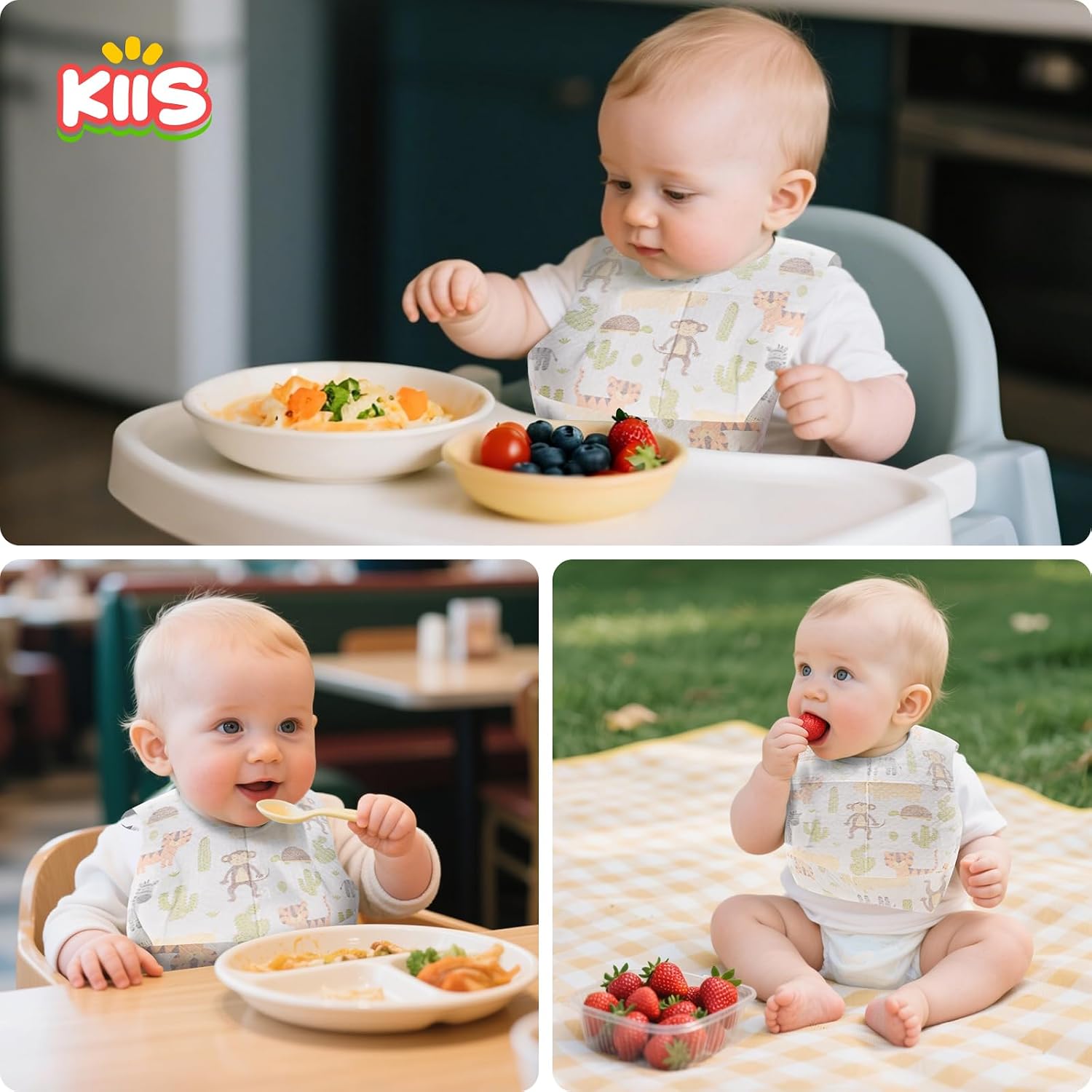 KIIS Disposable Baby Bibs for Travel - Paper Bibs for Infant, Toddlers & Kids - Travel & Daycare Essentials