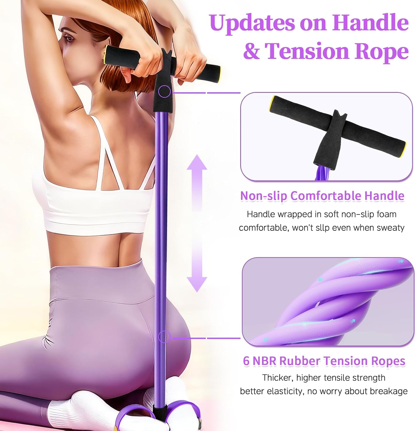 Pedal Resistance Band with Handle, Upgraded 6-Tube Exercise Bands