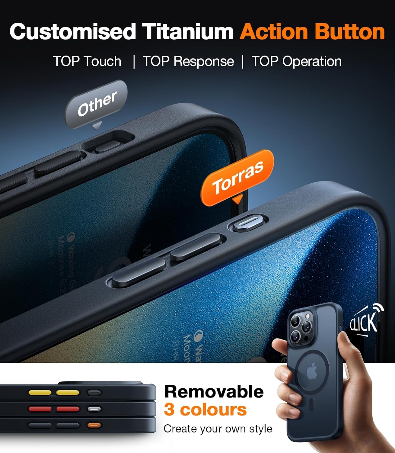 TORRAS Magnetic Shockproof for iPhone 15 Pro Case, [4X Military-Grade Protection] [Compatible with MagSafe] Translucent Case for iPhone 15 Pro Anti-Scratch Guardian 6.9", Black