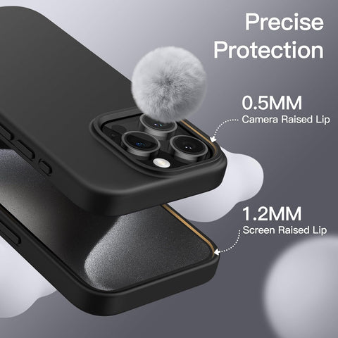 JETech Silicone Case for iPhone 15 Pro Max, Black