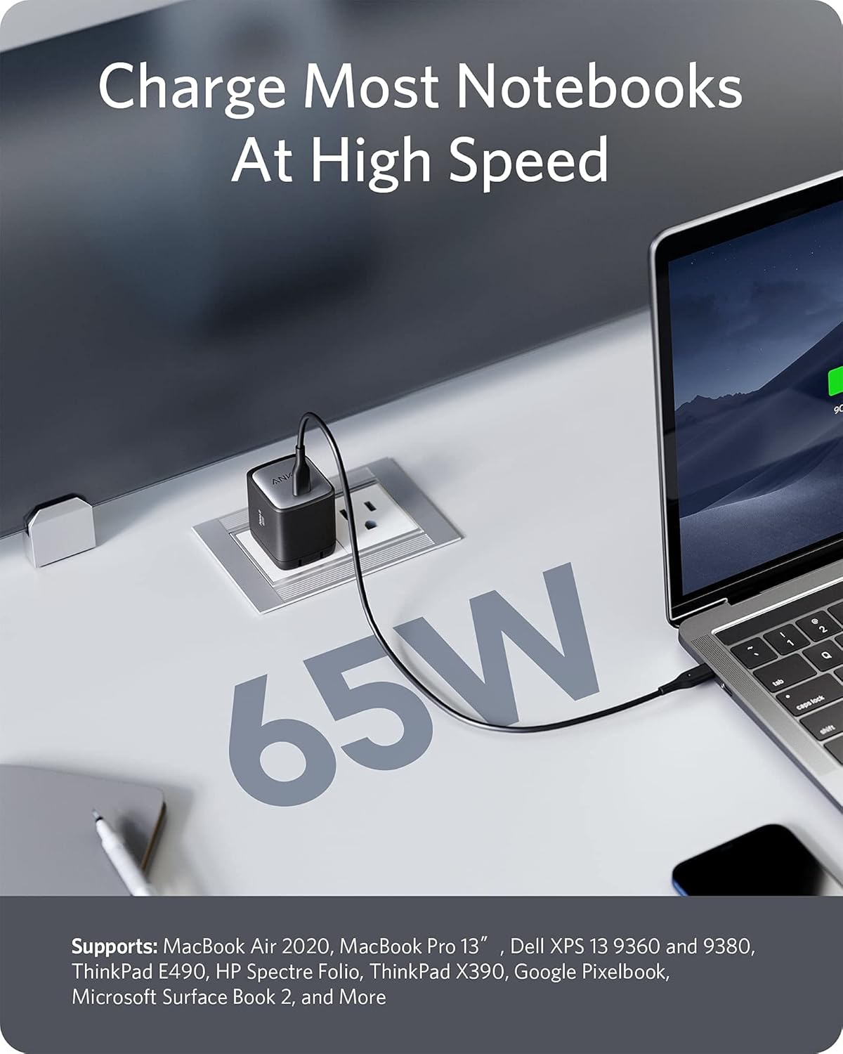 Anker Nano USB C Charger,65W GaN II PPS Fast Compact Foldable Charger for MacBook Pro, Galaxy, Dell, iPhone 17/16, iPad Pro, and More