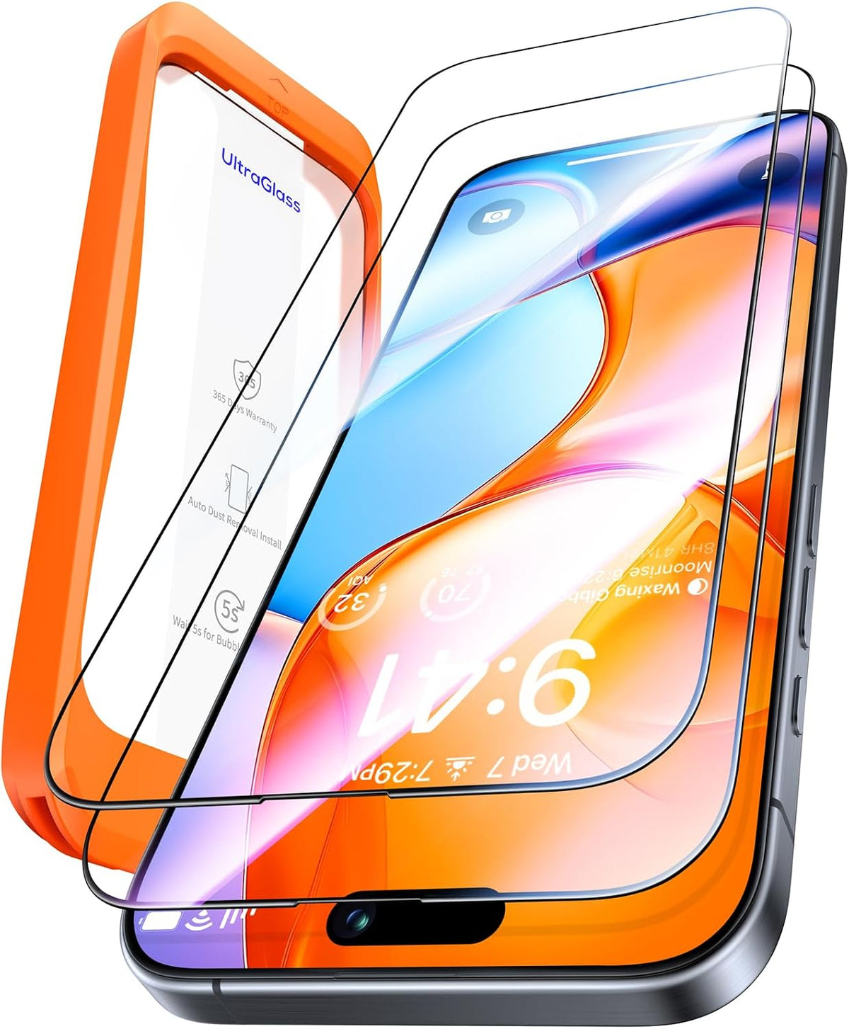 UltraGlass TOP 9H+ Armor for iPhone 13 Screen Protector, 2 Pack