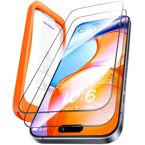 UltraGlass 9H+ Glass for iPhone 15 Pro Max Screen Protector [Military Grade Shatterproof & Longest Durable] Screen Protector 15 Pro Max Tempered Glass Full Coverage Protection, 2 Packs