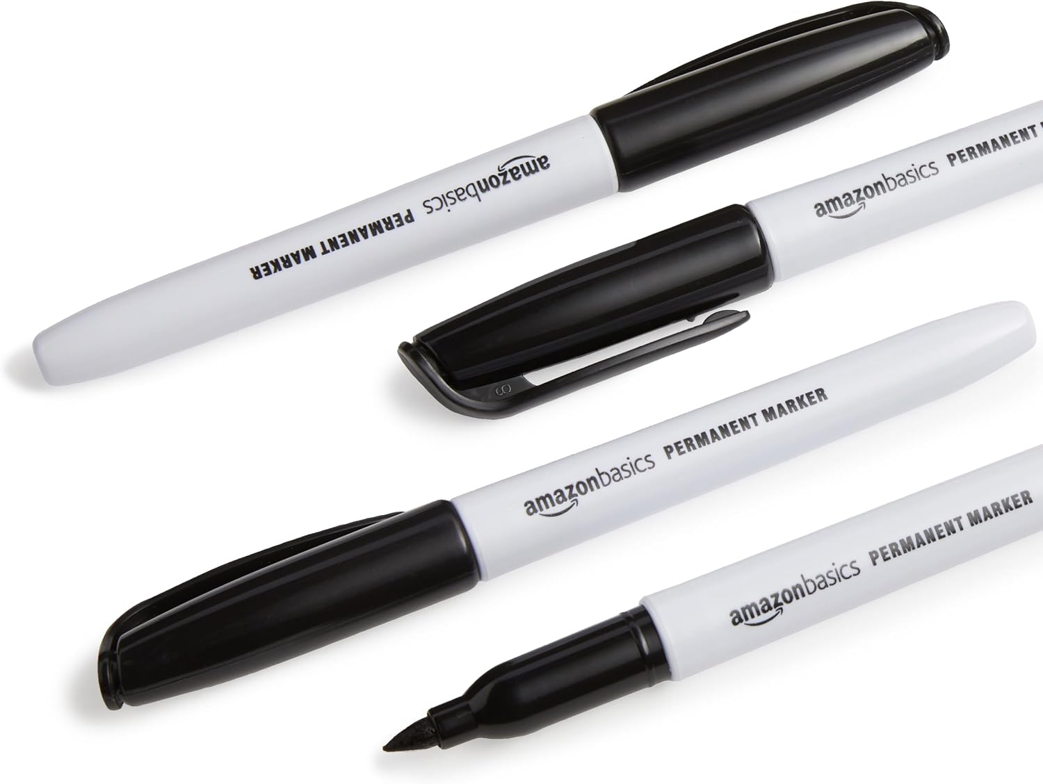 Amazon Basics Fine Tip Permanent Markers for Writing, Drawing, Quick Drying, Office, School, and Home Use, Black, 24 Pack