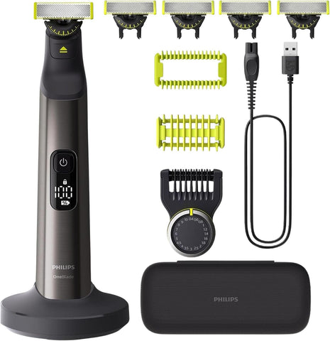 Philips OneBlade Pro 360 Pro Hybrid Electric Shaver Trimmer, Black, Face + Body Beard and Groomer, with 360 Blade Technology, 14-Length Precision Comb QP6542/15