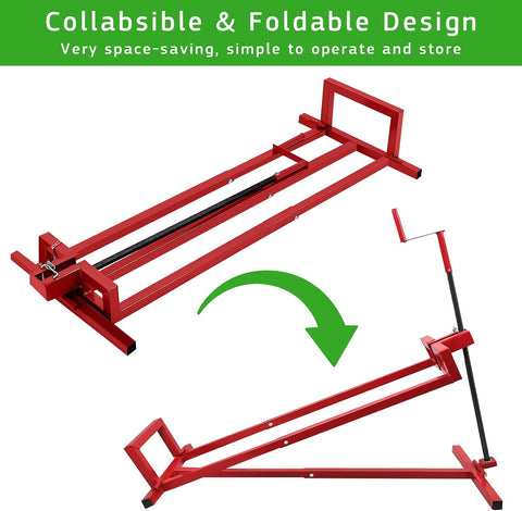 Lawn Mower Lift Jack, TUNTENDO Lifting Platform 882 Lbs Capacity Telescopic Maintenance Jack for Garden Tractors & Riding Lawn Mower with Manual Handle & Power Tool Extension Handle (Red)