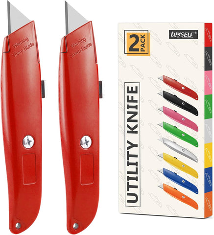 DIYSELF 2 Pack Utility Knife Box Cutter Retractable PVC Pipe Cutter