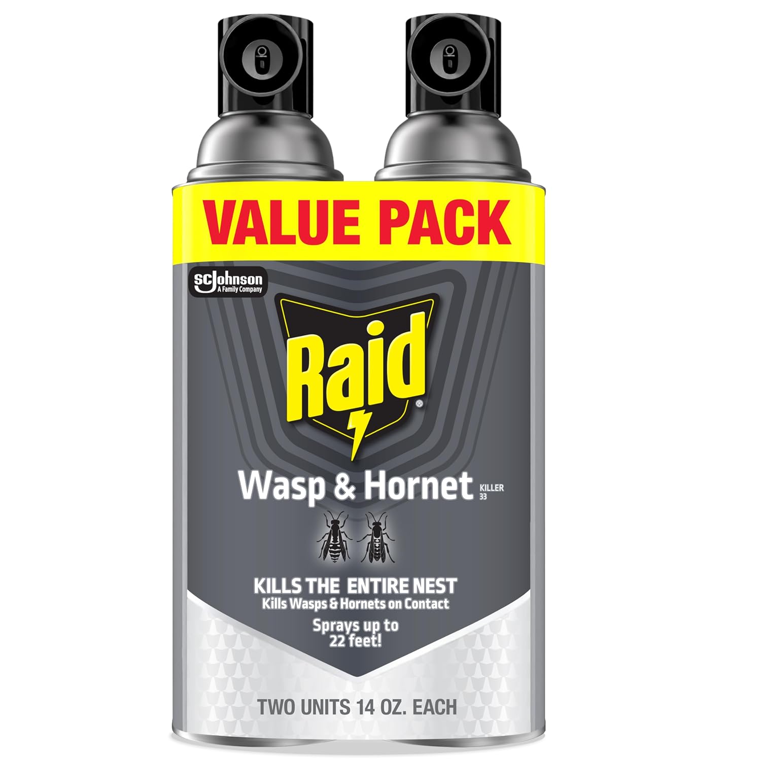 Raid Wasp & Hornet Killer Bug Spray, Kills Entire Nest, 14 oz, 2 Count