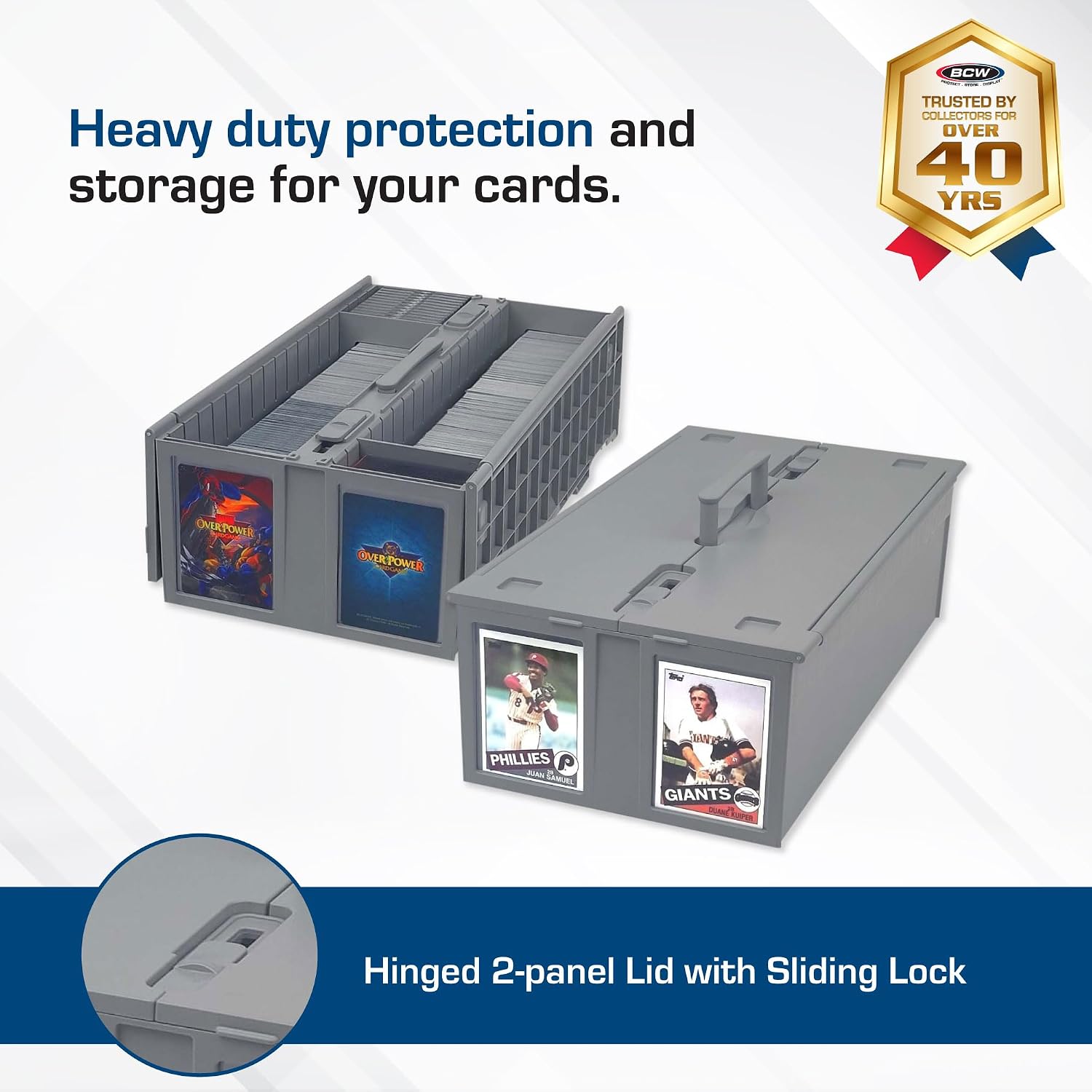 BCW Collectible Card Bins, Holds 1,600 Cards Each, Stackable, Gray, 2 Pack