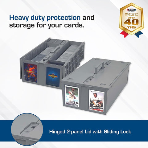 BCW Collectible Card Bins, Holds 1,600 Cards Each, Stackable, Gray, 2 Pack