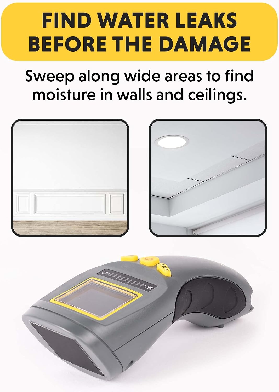 General Tools MM8 Pinless Moisture Meter for Wood, Walls & Mold Detection