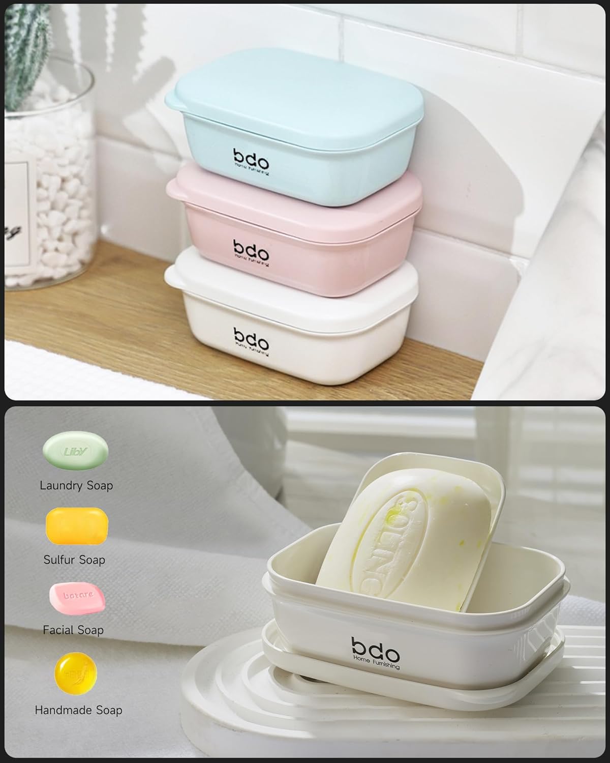 Doter Travel Soap Case, Leakproof Soap Container with Lid, Portable Bar Soap Holder for Traveling, Soap Dishes for Bathroom, Shower, Gym, School, Camping, Vacation, Outdoor