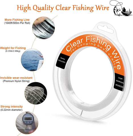 Fishing Line Wire, Clear Monofilament Fishing Line Wire, Nylon Clear Invisible String for Fishing and Hanging Balloons Garland Crafts Decorations WUINOID