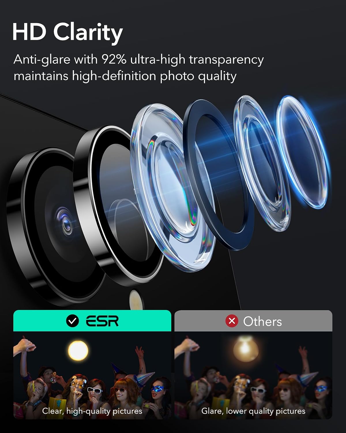 ESR for Samsung Galaxy S25 Ultra Camera Lens Protector, 1 Pack, Black