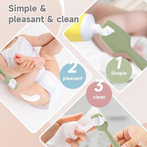 babove Baby Diaper Cream Spatula Applicator 3 Pack(with 3 Travel Case), Butt Paste Spatula Soft Silicone,Diaper Rash Cream Applicator, Baby Essentials Must Haves Newborn Stuff (Green Grey Azure)