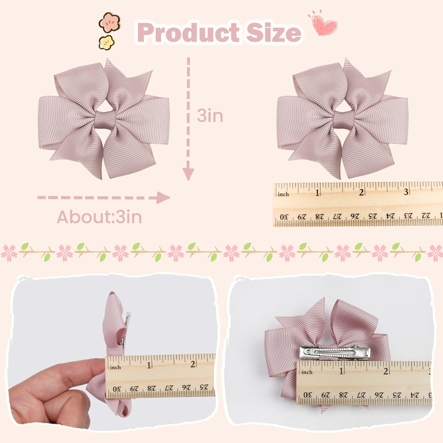 CÉLLOT 70Pcs 3 Inch Boutique Grosgrain Ribbon Pinwheel Hair Bows Alligator Clips for Baby Girls Toddlers Teens In Pairs