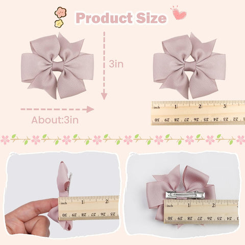 CÉLLOT 70Pcs 3 Inch Boutique Grosgrain Ribbon Pinwheel Hair Bows Alligator Clips for Baby Girls Toddlers Teens In Pairs