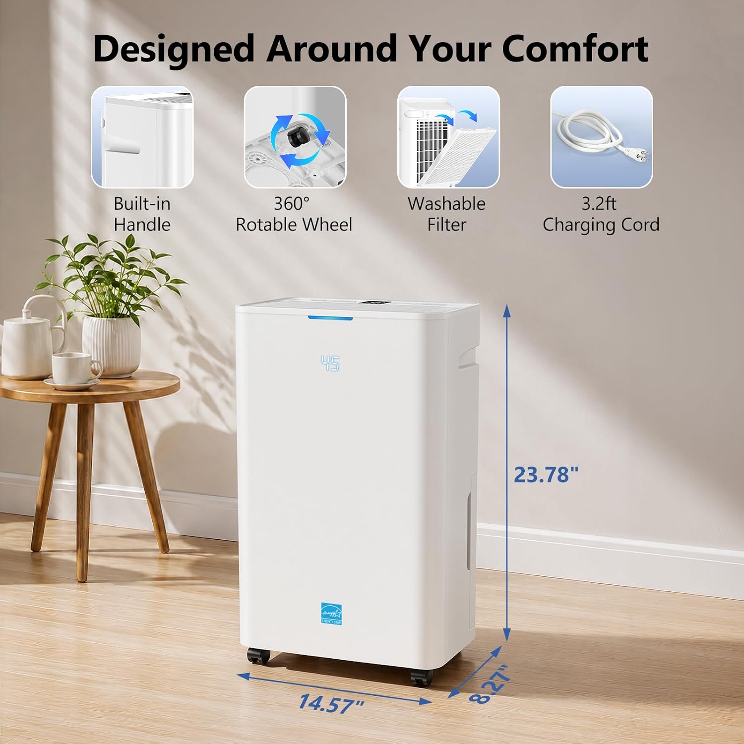 Dehumidifier, 4500 Sq.Ft Dehumidifier for Basement, with Drain Hose