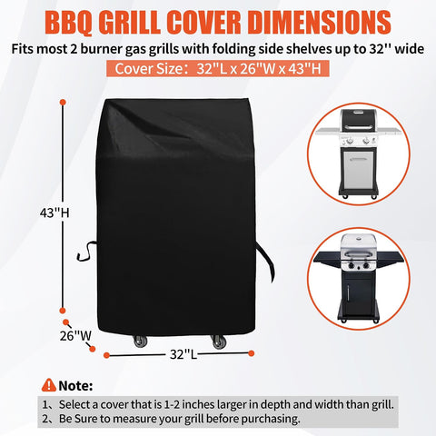 Grill Cover 30in, iCOVER Waterproof BBQ Covers for Two Burner Small Vertical Smoker, Lightweight Easy On/Off, Dustproof UV-Resistant Fit Grills with Collapsed Side Tables