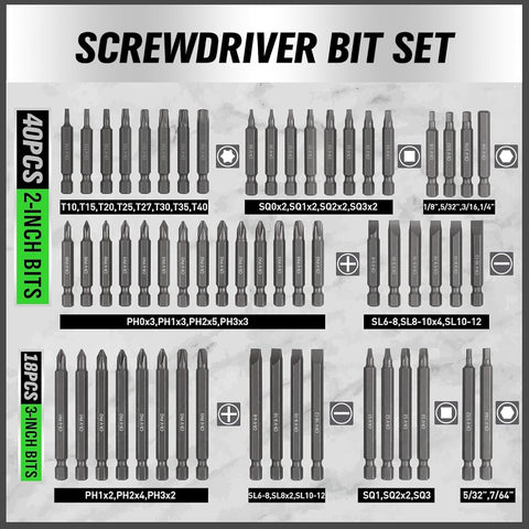 SWANLAKE 232-Piece Ultimate Screwdriver Bit Set, Cr-V Impact Driver Bit Set, Includes Security Bits, Nut Driver, Ratchet Wrench and Bits Holder