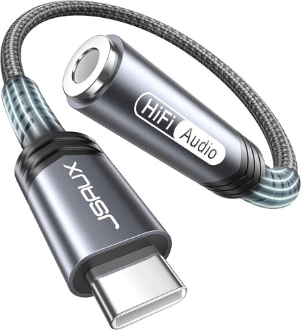 JSAUX USB C to 3.5mm AUX Audio Adapter for iPhone 17/15, Galaxy S25, Grey