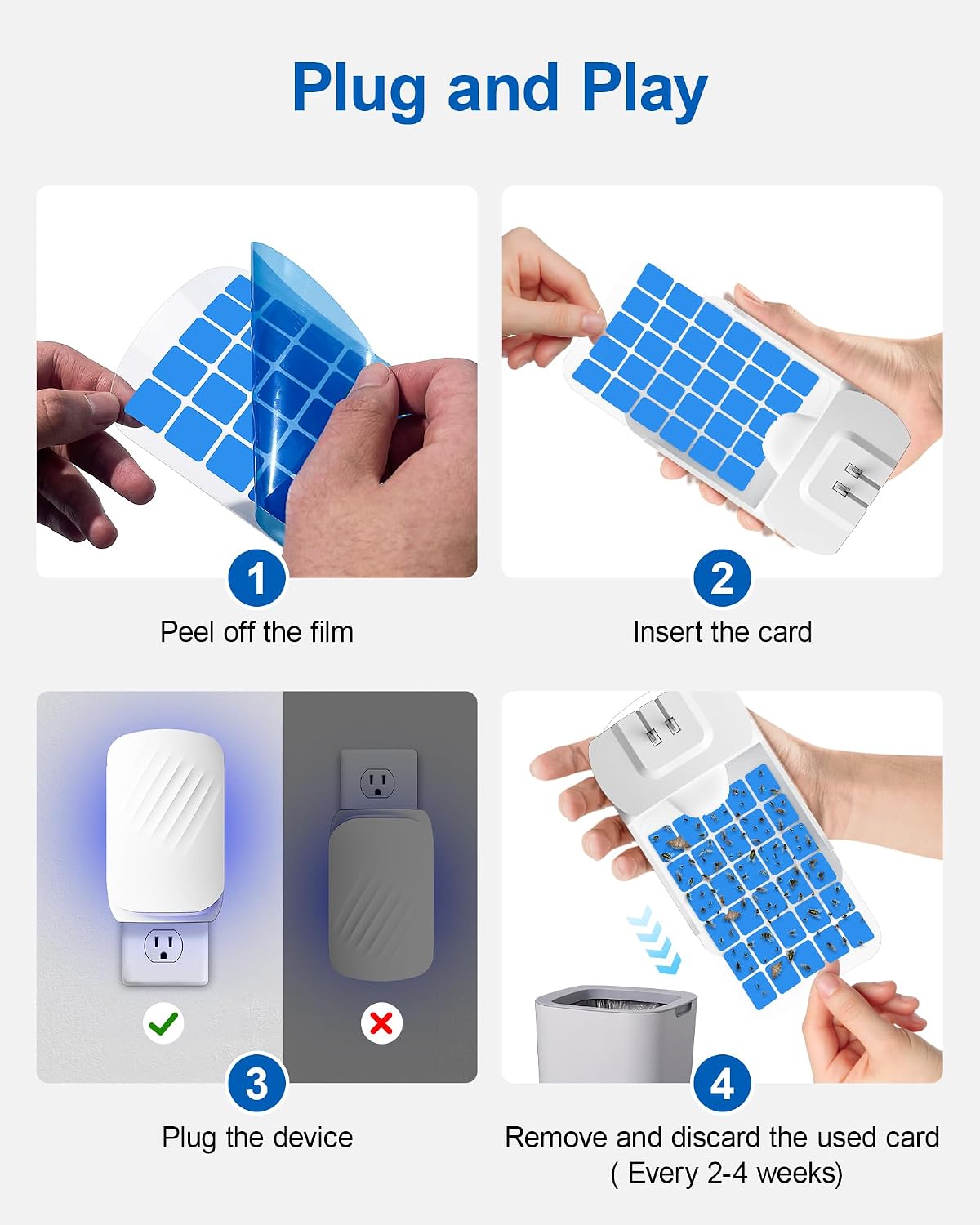 WowCatch Plug-in UV Light Flying Insect Trap for Indoors