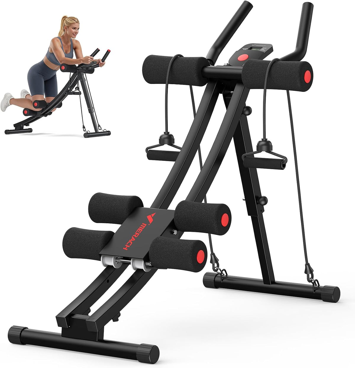 MERACH Ab Machine, Adjustable Dual Track Ab Trainer, Ab Workout Equipment