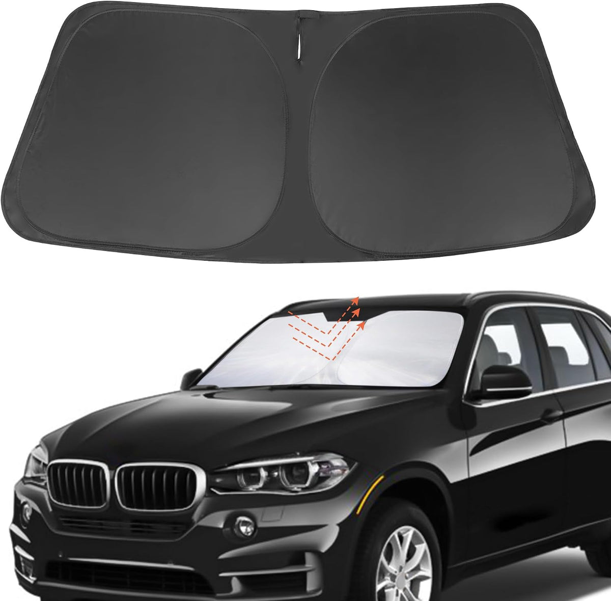 YYCKE Windshield Sun Shade Accessories Compatible with 2014 2015 2016 2017 2018 X5 for BMW Foldable Sunshade Sun Visor Blocks UV
