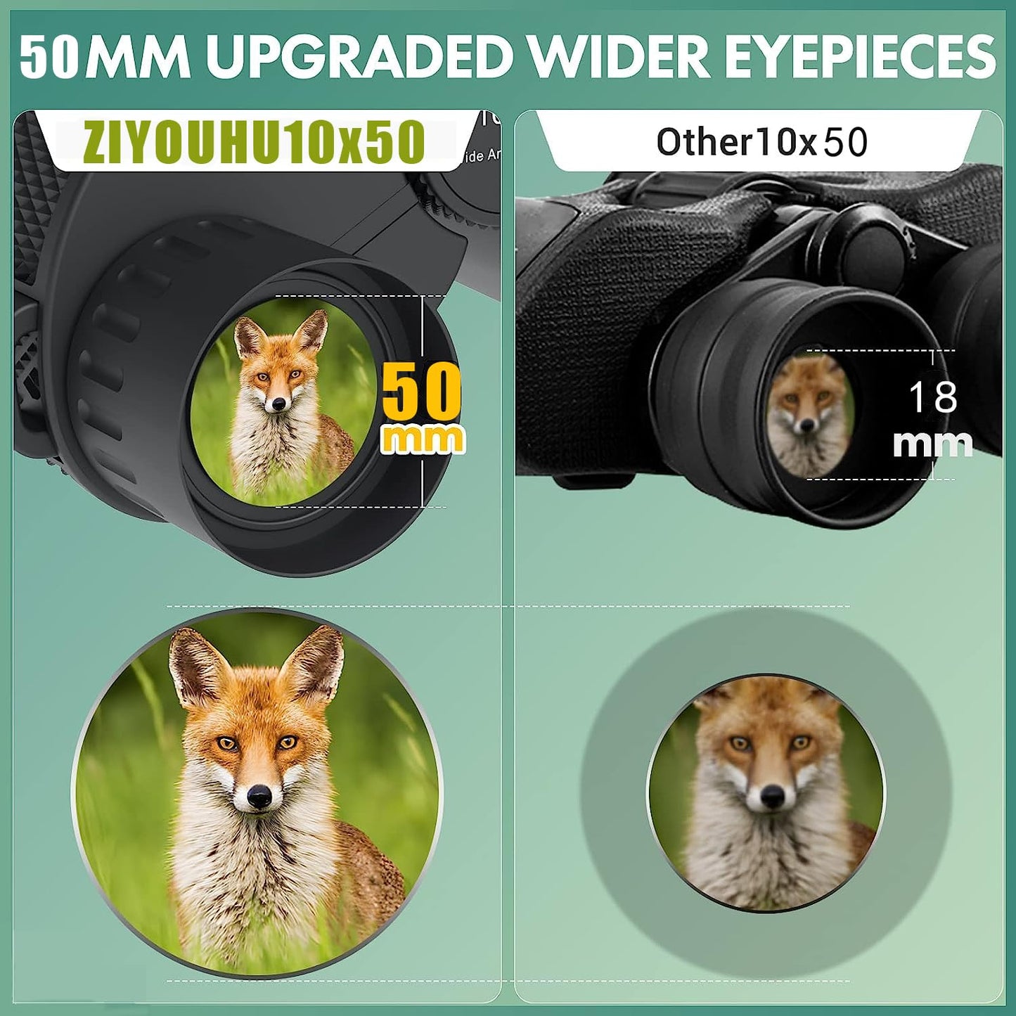 ZIYOUHU Binoculars DE10x50 HD High Binoculars for Adults and Kids,Compact Binoculars with Low Light Night Vision,Paul Large Objective Telescope Patrol Mirror for Bird Watching,Hunting