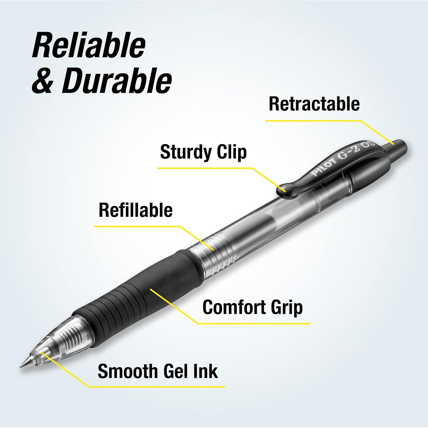 PILOT G2 Extra Fine Point Black Gel Ink Pens, Dozen Box, 31002