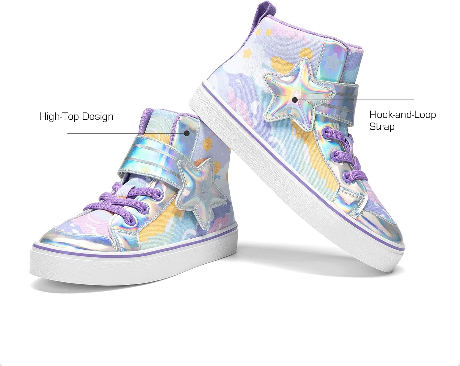 DREAM PAIRS Girls High Top Sneakers Star Casual Shoes