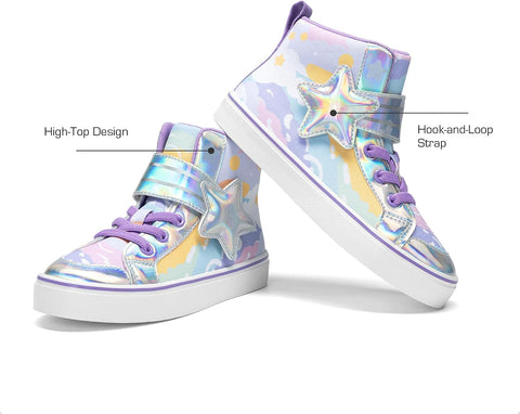 DREAM PAIRS Girls High Top Sneakers Star Casual Shoes
