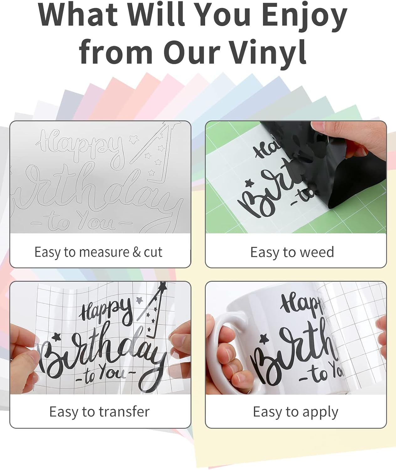 Sooez Permanent Vinyl - 20Pack Adhesive Vinyl Sheets Assorted Colors