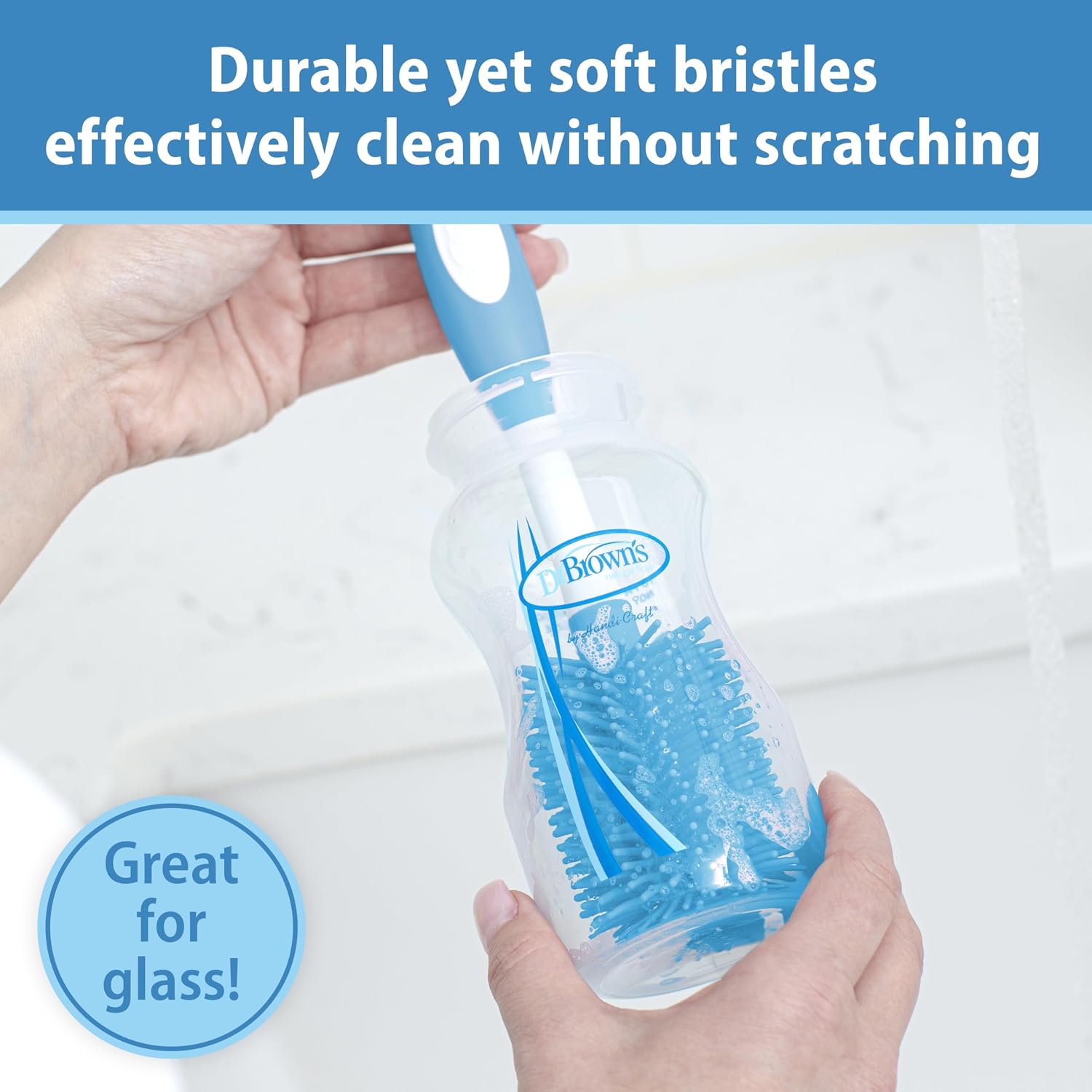 Dr. Brown's Soft Touch Baby Bottle Cleaning Brush, Blue, 2-Pack