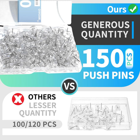 150PCS Clear Thumb Tacks for wall Push pins for wall thumbtacks for Hanging