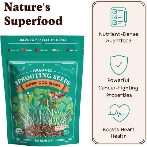 Seedboy Organic Non-GMO Sprouting Seeds (Superfood Blend)