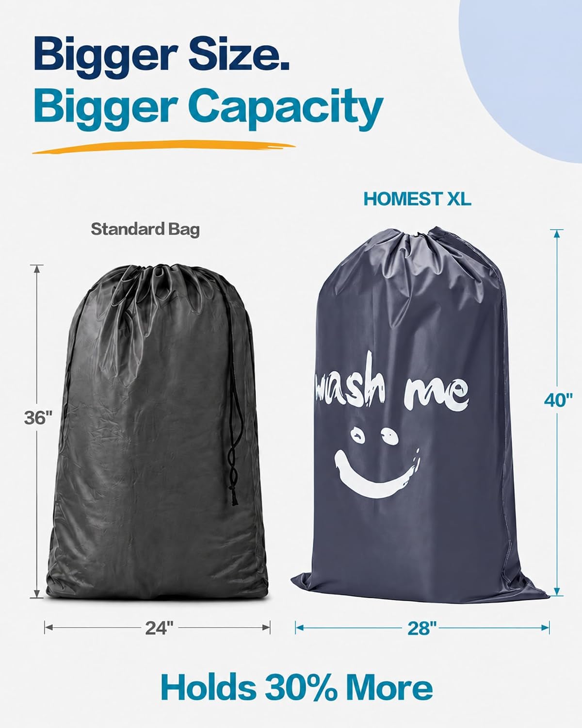 HOMEST XL Laundry Bag 28" x 40", Extra Large Dirty Clothes Organizer