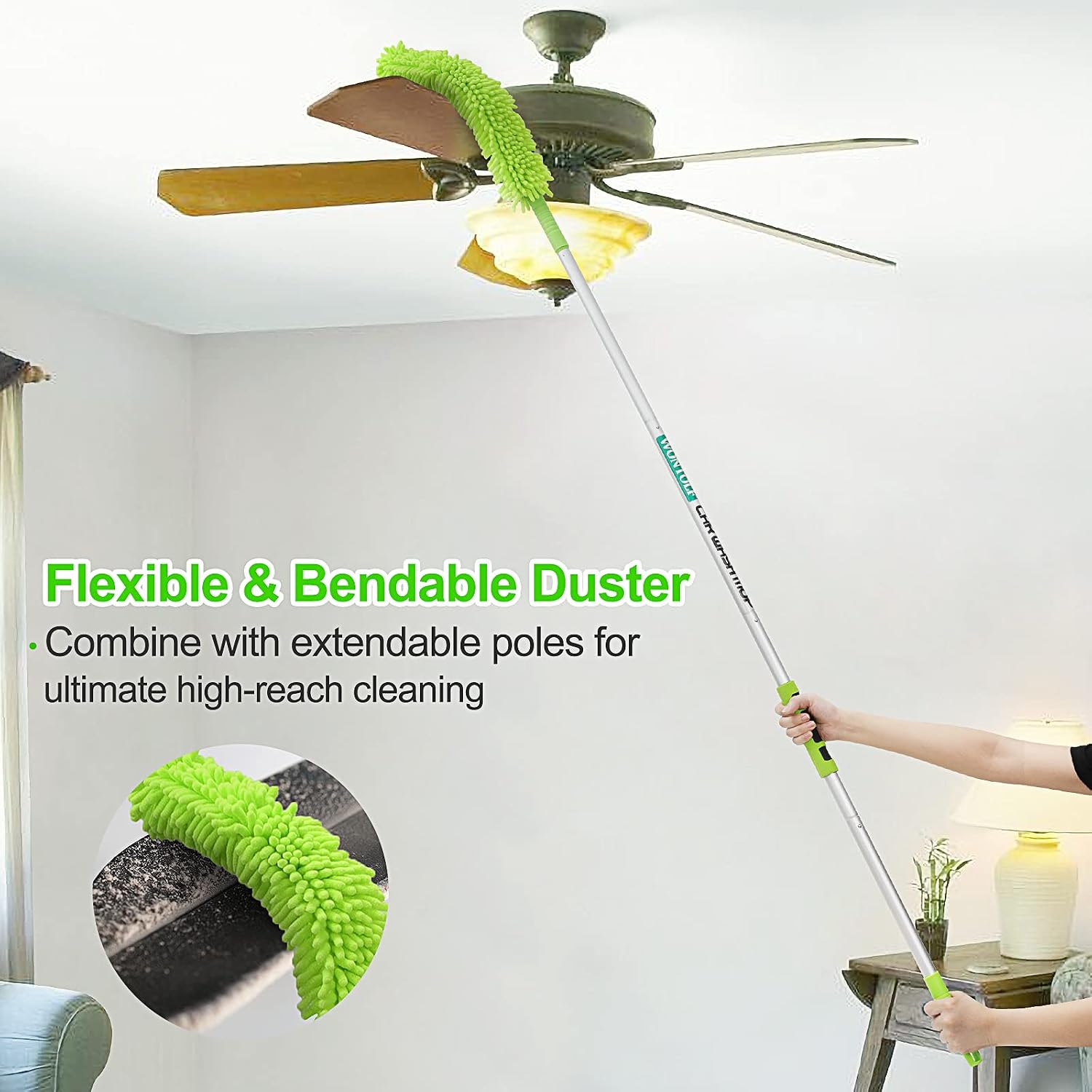 Wontolf 62'' Car Wash Brush With Long Handle - Chenille Microfiber Mop Mitt, Cleaning Kit, Windshield Window Squeegee, Duster, Microfiber Towels, Wheel Tire Brush for Cars, RV, Truck, Boat