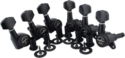 Guyker Guitar Locking Tuners (6 for Left) - 1:18 Lock String Tuning Key Pegs Machine Head Replacement for ST TL SG LP Style Electric, Folk or Acoustic Guitars - Gold+Black