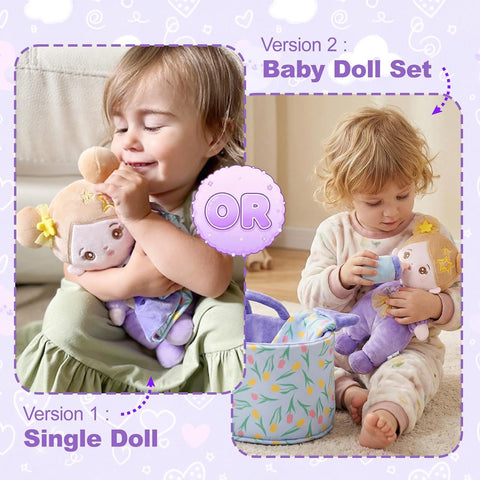 OUOZZZ Soft Plush Baby Doll 10" Daisy Purple Snuggle Buddy