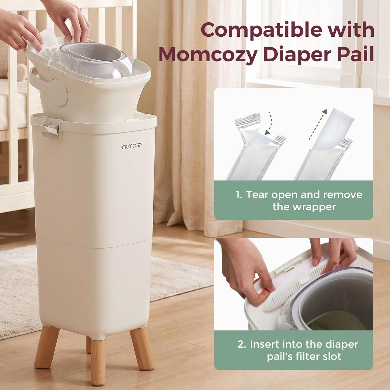 Momcozy Diaper Pail Deodorizer Refills, 4 Packs, Odor Control Bags