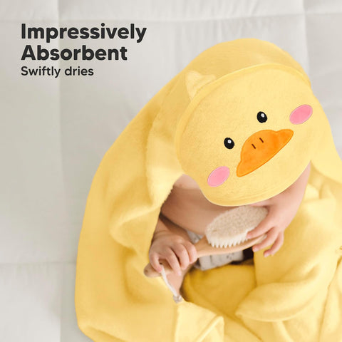 KeaBabies Hooded Baby Towel for Newborn, Baby Bath Towels (Duck, 35x35)