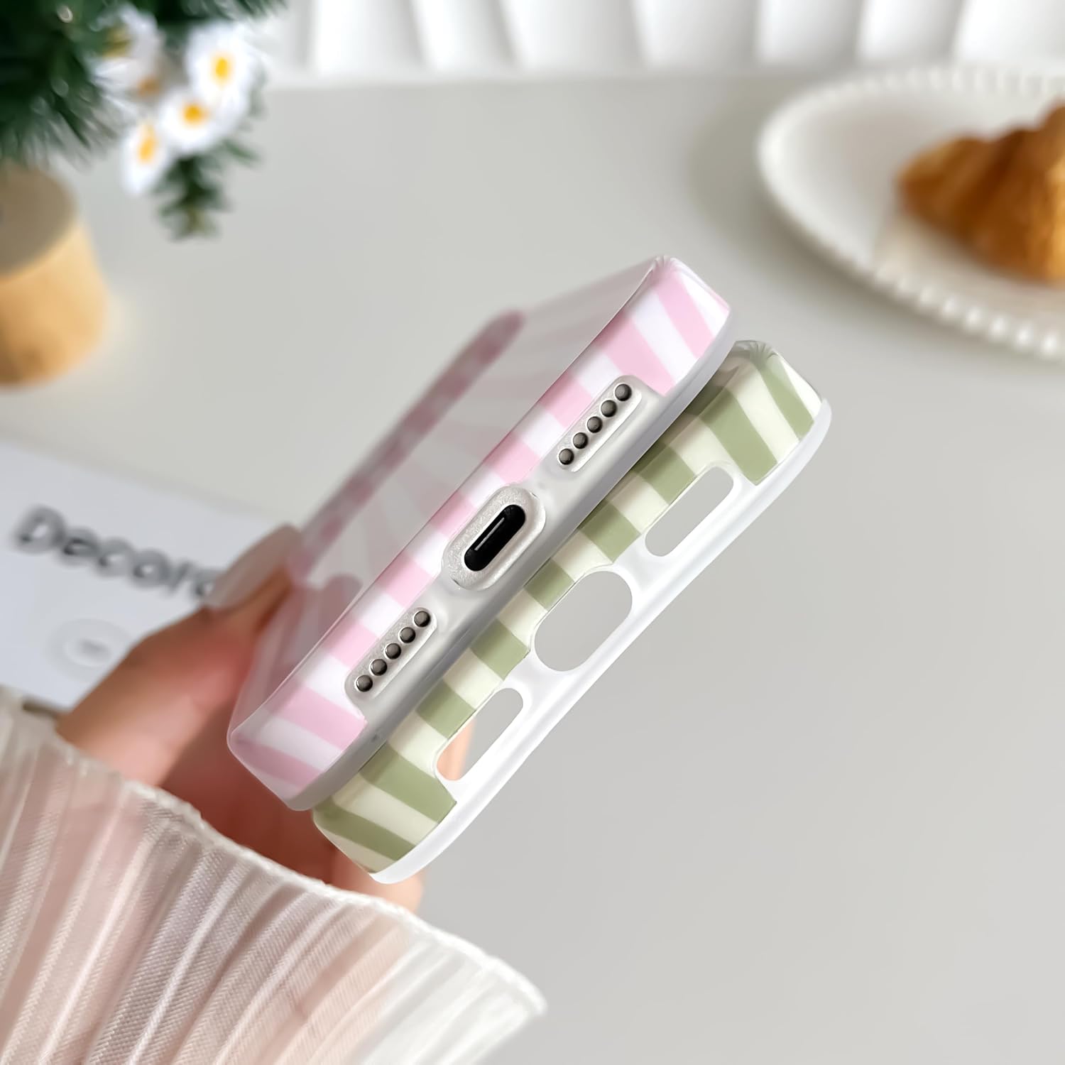 Yeddabox for iPhone 17 Pro Case Cute Striped Phone Case Soft TPU Slim Shockproof Phone Cover for Women Girls, Pink