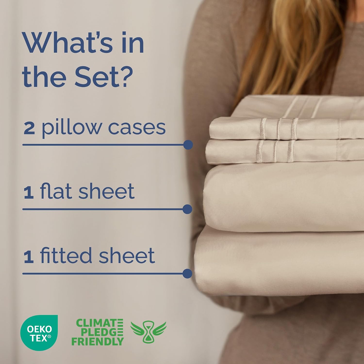 King Size 4 Piece Sheet Set - Comfy Breathable & Cooling Sheets - Wheat